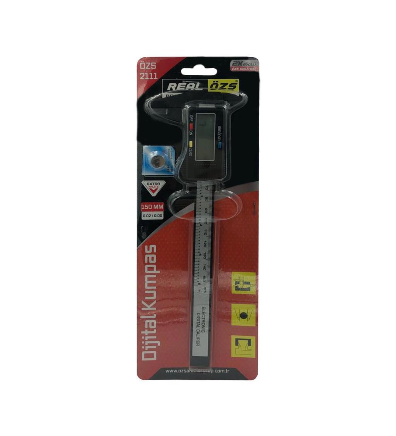 REALÖZS Dijital Kumpas 150 Mm Hassas Ölçüm LCD Ekranlı